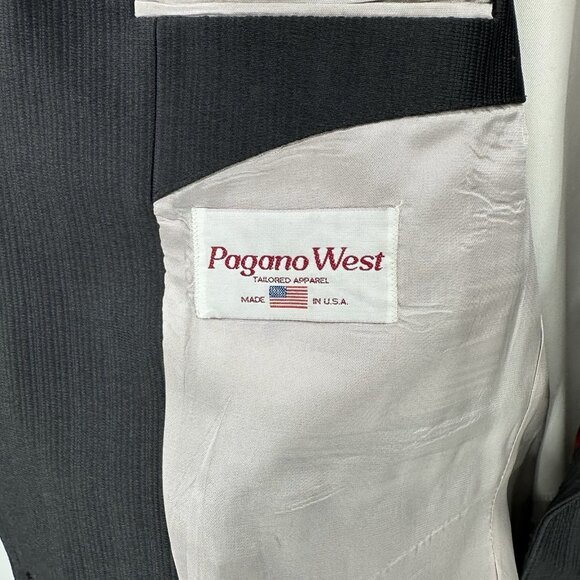 vintage 80s PAGANO WEST jacket blazer sport coat western cowboy arrow black 46R - Picture 7 of 9